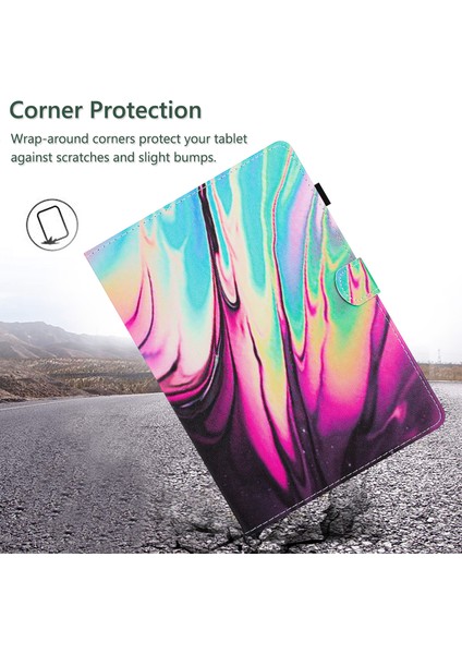 Honor Pad 6/pad X6/huawei Enjoy Tablet 2/matepad T 10/t 10S Kılıf Pu Deri Desen Tablet Kapağı-Gül + Mavi Mermer (Yurt Dışından)