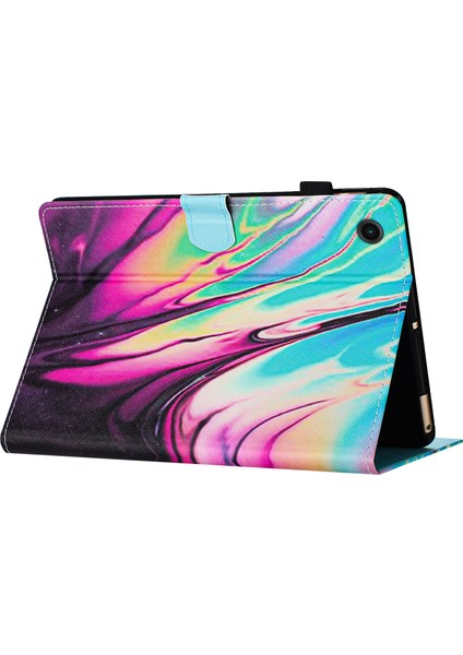 Honor Pad 6/pad X6/huawei Enjoy Tablet 2/matepad T 10/t 10S Kılıf Pu Deri Desen Tablet Kapağı-Gül + Mavi Mermer (Yurt Dışından)