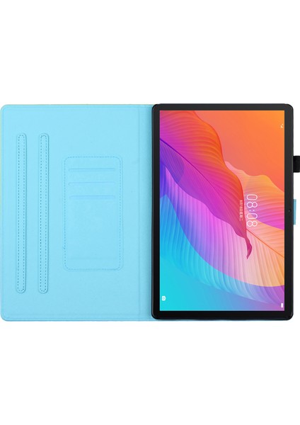 Honor Pad 6/pad X6/huawei Enjoy Tablet 2/matepad T 10/t 10S Kılıf Pu Deri Desen Tablet Kapağı-Gül + Mavi Mermer (Yurt Dışından)