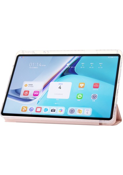 Huawei Matepad Se 11 Kılıf Üç Katlı Stand Deri+Tpu+Akrilik Şeffaf Arka Tablet Kapağı-Pembe (Yurt Dışından) modelleri