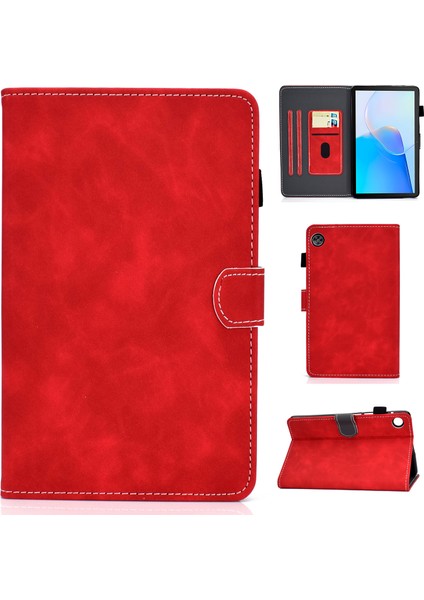 Huawei Matepad Se Için 10.4 Inç Darbeye Dayanıklı Kılıf Sığır Derisi Doku Pu Deri Tablet Kapak ile Kart Tutucu-Kırmızı (Yurt Dışından)