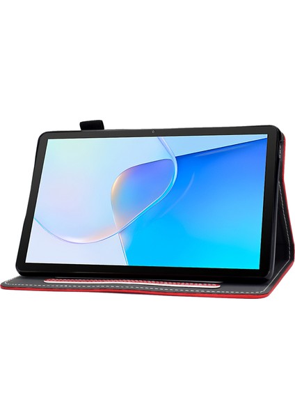 Huawei Matepad Se Için 10.4 Inç Darbeye Dayanıklı Kılıf Sığır Derisi Doku Pu Deri Tablet Kapak ile Kart Tutucu-Kırmızı (Yurt Dışından)