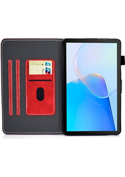 Huawei Matepad Se Için 10.4 Inç Darbeye Dayanıklı Kılıf Sığır Derisi Doku Pu Deri Tablet Kapak ile Kart Tutucu-Kırmızı (Yurt Dışından)