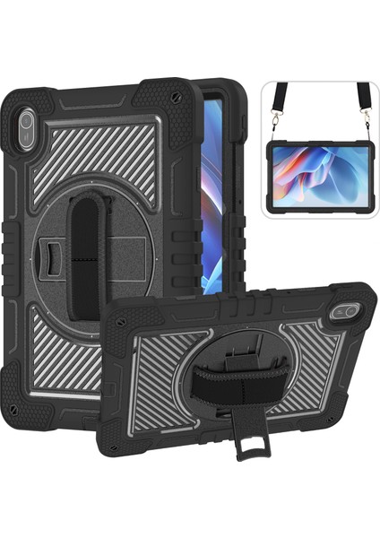 Huawei Matepad Se 11 2024 Için Tablet Kılıfı Silikon + Pc Kickstand Omuz Askısı ile Darbeye Dayanıklı Kapak-Siyah (Yurt Dışından)