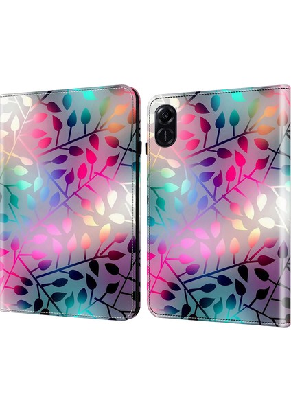Honor Pad X9 Kılıf Için El Kayışı Desenli Pu Deri Standlı Tablet Kapağı-Akçaağaç Yaprağı (Yurt Dışından)