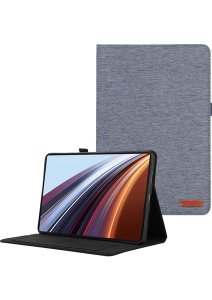 Honor Pad Gt Pro Için Deri Kılıf Kart Tutucu Kumaş Doku Tablet Standı Kapak-Mavi (Yurt Dışından)
