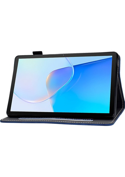 Huawei Matepad Se Için 10.4 Inç Darbeye Dayanıklı Kılıf Sığır Derisi Doku Pu Deri Tablet Kapak ile Kart Tutucu-Mavi (Yurt Dışından)