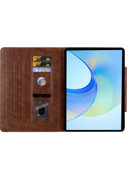 Honor Pad 8 Standlı Kılıf Manyetik Tokalı Pu Deri Tablet Kılıfı, Kart Yuvalı-Kahverengi (Yurt Dışından) fiyatları