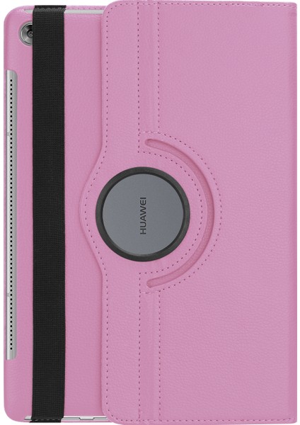 Litchi Tahıl Deri Stand Folio Kapağı Huawei Mediapad M5 10/m5 10(Pro) Elastik Bantlı-Pembe (Yurt Dışından) modelleri