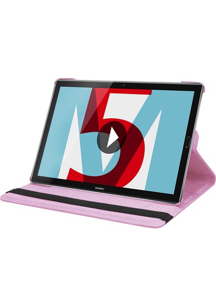 Litchi Tahıl Deri Stand Folio Kapağı Huawei Mediapad M5 10/m5 10(Pro) Elastik Bantlı-Pembe (Yurt Dışından) indirimleri