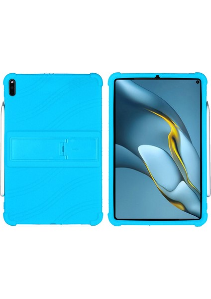 Huawei Matepad Pro 10.8(2021)MRR-W19 Darbeye Dayanıklı Silikon Tablet Kılıfı Pc Kickstand Koruyucu Kapak-Gök Mavisi (Yurt Dışından)