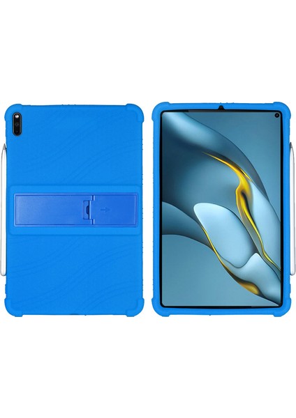 Huawei Matepad Pro 10.8(2021)MRR-W19 Darbeye Dayanıklı Silikon Tablet Kılıfı Pc Kickstand Koruyucu Kapak-Koyu Mavi (Yurt Dışından)