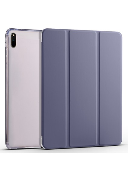 Huawei Matepad 11 (2021) Için Pu Deri Üç Katlı Stand Folyo Darbeye Dayanıklı Kılıf Otomatik Uyku/uyandırma Akıllı Tablet Kapağı ile Kalem Tutucu-Mor (Yurt Dışından)