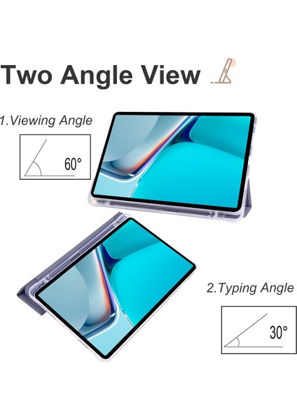 Huawei Matepad 11 (2021) Için Pu Deri Üç Katlı Stand Folyo Darbeye Dayanıklı Kılıf Otomatik Uyku/uyandırma Akıllı Tablet Kapağı ile Kalem Tutucu-Mor (Yurt Dışından) modelleri