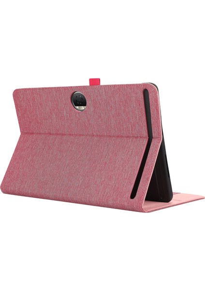 Honor Pad 9 Için Deri Kılıf Kumaş Doku Tablet Kapak Standı Kart Tutuculu-Pembe (Yurt Dışından)