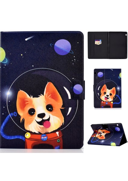 Darbeye Dayanıklı Desen Baskı Kartı Yuvası Standı Pu Deri Tablet Kılıfı Huawei Mediapad T3 10-Havacılık Köpek (Yurt Dışından)