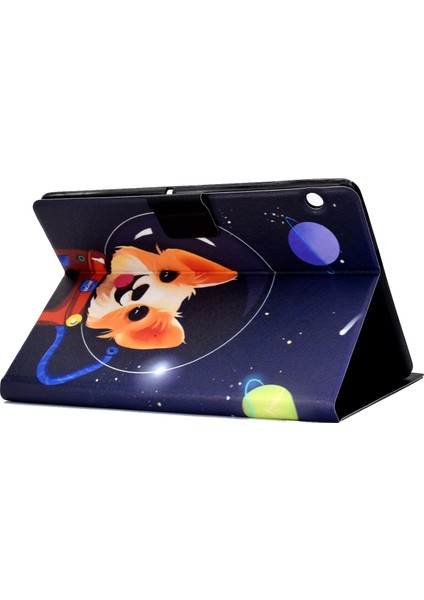 Darbeye Dayanıklı Desen Baskı Kartı Yuvası Standı Pu Deri Tablet Kılıfı Huawei Mediapad T3 10-Havacılık Köpek (Yurt Dışından)