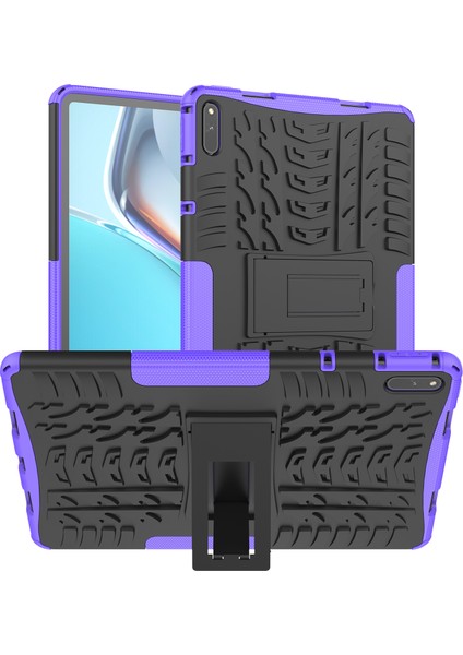Lastik Doku Tasarımı Pc+Tpu Kickstand Hibrit Tablet Kılıfı Huawei Matepad 11(2021)-MOR (Yurt Dışından)