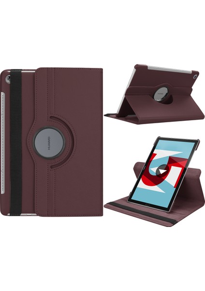 Litchi Tahıl Deri Standı Tablet Koruyucu Muhafaza Huawei Mediapad M5 10/m5 10(Pro) Elastik Bantlı-Kahverengi (Yurt Dışından)
