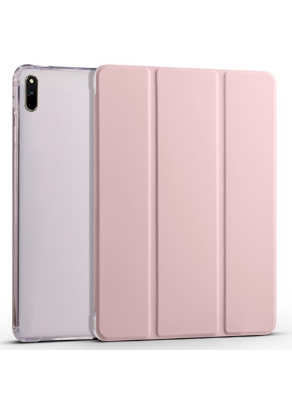 Huawei Matepad 11 (2021) Için Pu Deri Üç Katlı Stand Folyo Darbeye Dayanıklı Kılıf Otomatik Uyku/uyandırma Akıllı Tablet Kapağı Kalem Tutucu Ile-Pembe (Yurt Dışından)