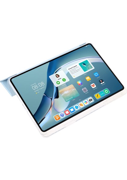 Huawei Matepad Pro 11(2022) Kılıf Üç Katlı Standlı Tablet Deri Kılıf-Bebek Mavisi (Yurt Dışından)