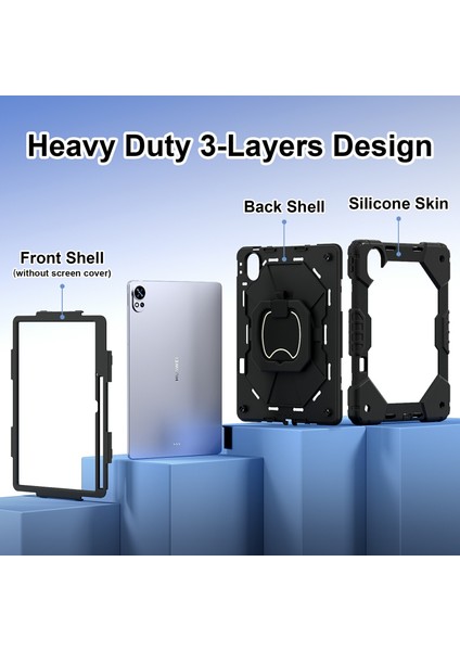 Huawei Matepad AIR(2024)KILIF Silikon+Pc Kickstand Tablet Kapağı-Siyah/siyah (Yurt Dışından) fiyatları