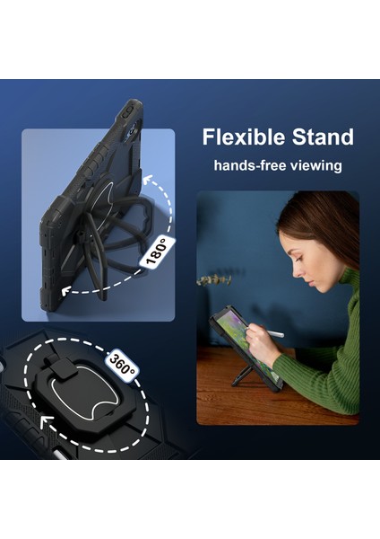 Huawei Matepad AIR(2024)KILIF Silikon+Pc Kickstand Tablet Kapağı-Siyah/siyah (Yurt Dışından) fırsatları