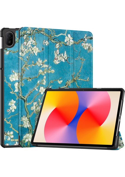 Huawei Matepad Se 11 Standlı Kılıf Desen Baskı Deri Tablet Kapak-Kayısı Çiçeği (Yurt Dışından)