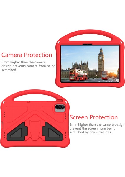 Honor Pad X8A/INFINIX Xpad Kılıf Eva Tablet Kapak Saplı Kickstand Çocuk Dostu-Kırmızı (Yurt Dışından) fırsatları