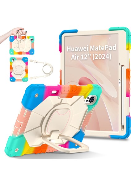 Huawei Matepad AIR(2024) Için Kılıf Silikon+Pc Kickstand Tablet Kapağı-Renkli/mavi (Yurt Dışından)