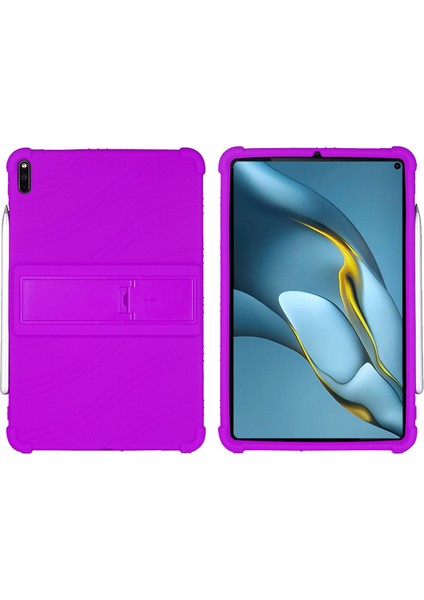 Huawei Matepad Pro 10.8(2021)MRR-W19 Darbeye Dayanıklı Silikon Tablet Kılıfı Pc Kickstand Koruyucu Kapak-Mor (Yurt Dışından)