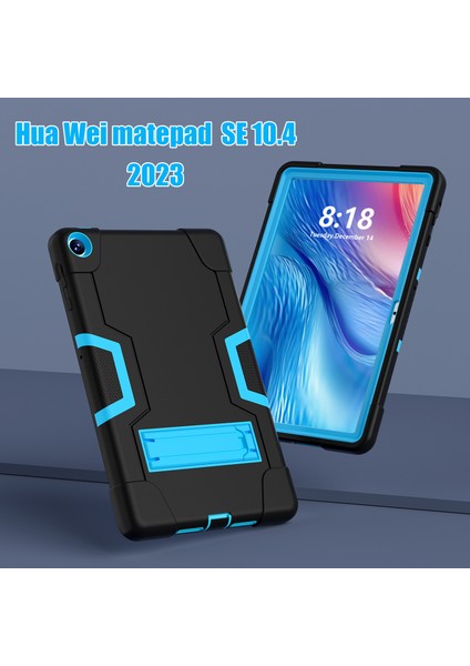 Huawei Matepad Se Için 10.4 Inç Robot Tarzı Kılıf Silikon + Pc Renk Kontrast Kickstand Tablet Kapağı-Siyah/mavi (Yurt Dışından) fırsatları