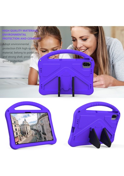 Honor Pad X8A/INFINIX Xpad Kılıf Eva Tablet Kapak Saplı Kickstand Çocuk Dostu-Mor (Yurt Dışından)