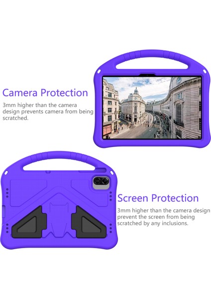 Honor Pad X8A/INFINIX Xpad Kılıf Eva Tablet Kapak Saplı Kickstand Çocuk Dostu-Mor (Yurt Dışından)