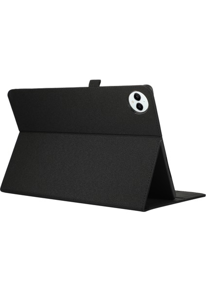 Huawei Matepad Pro 12.2(2024)DERI Kılıf Kart Tutucu Kumaş Doku Tablet Standı Kapak-Siyah (Yurt Dışından)