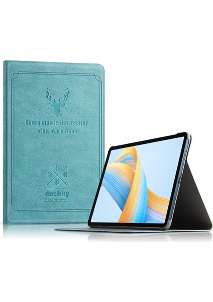 Honor Pad V8 Geyik Desenli Tablet Kılıfı Pu Deri + Pc Standı Kapağı-Yeşil (Yurt Dışından)