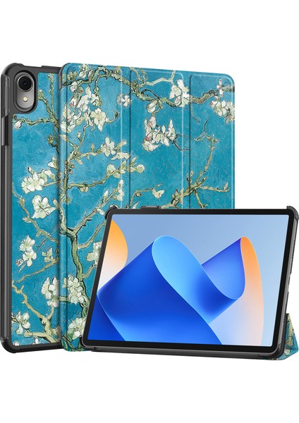 Huawei Matepad 11 (2023) Için Üç Katlı Stand Tablet Kılıf Pu Deri Desenli Kapak Otomatik Uyandırma/uyku-Kayısı Çiçeği (Yurt Dışından)