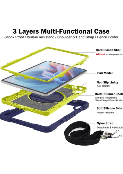 Huawei Matepad Se 11 2024 Için Tablet Kılıfı Silikon + Pc Kickstand Omuz Askısı ile Darbeye Dayanıklı Kapak-Lacivert + Sarı Yeşil (Yurt Dışından) indirimleri