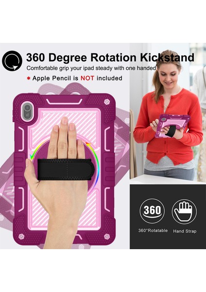 Huawei Matepad Se 11 2024 Için Tablet Kılıfı Silikon + Pc Darbeye Dayanıklı Kapak ile Kickstand Omuz Askısı-Gül Kırmızı + Pembe (Yurt Dışından) fiyatları