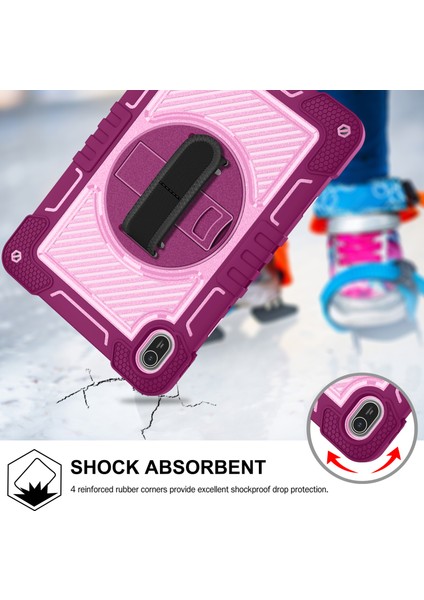 Huawei Matepad Se 11 2024 Için Tablet Kılıfı Silikon + Pc Darbeye Dayanıklı Kapak ile Kickstand Omuz Askısı-Gül Kırmızı + Pembe (Yurt Dışından) modelleri