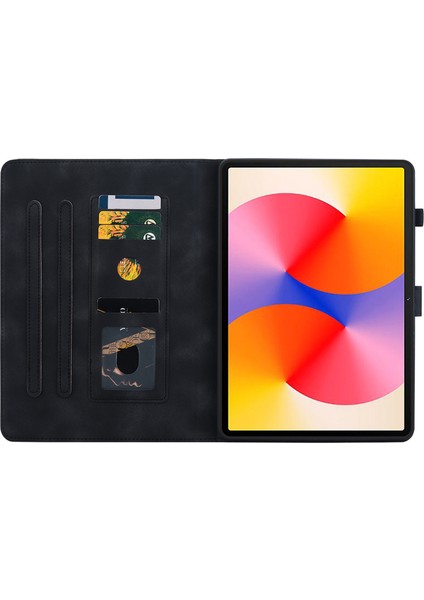 Huawei Matepad Se 11 Kılıf Zambak Çiçeği Baskılı Deri Tablet Kılıfı Kart Yuvalı-Siyah (Yurt Dışından) fiyatları