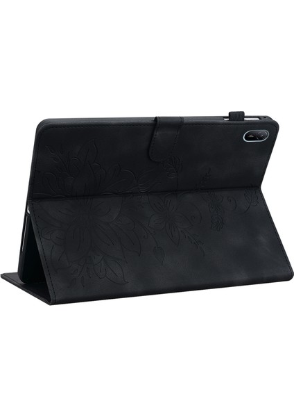 Huawei Matepad Se 11 Kılıf Zambak Çiçeği Baskılı Deri Tablet Kılıfı Kart Yuvalı-Siyah (Yurt Dışından) fırsatları
