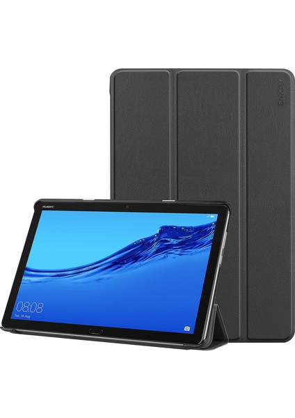 Enkay Hat Prınce Pu Deri Akıllı Tablet Kılıfı Üç Katlı Standlı Huawei Mediapad M5 Lite 10-Siyah (Yurt Dışından)