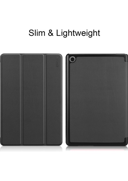 Enkay Hat Prınce Pu Deri Akıllı Tablet Kılıfı Üç Katlı Standlı Huawei Mediapad M5 Lite 10-Siyah (Yurt Dışından) modelleri