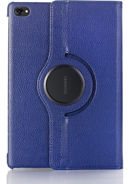 Huawei Mediapad M5 Lite 10/c5 10-Koyu Mavi Için Döner Standlı Litchi Deri Deri Tablet Kılıfı (Yurt Dışından)
