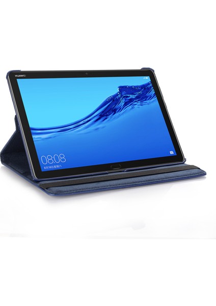 Huawei Mediapad M5 Lite 10/c5 10-Koyu Mavi Için Döner Standlı Litchi Deri Deri Tablet Kılıfı (Yurt Dışından) modelleri