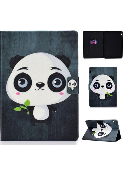 Darbeye Dayanıklı Desen Baskı Kartı Yuvası Standı Pu Deri Tablet Kılıfı Huawei Mediapad T3 10-Sevimli Panda (Yurt Dışından)