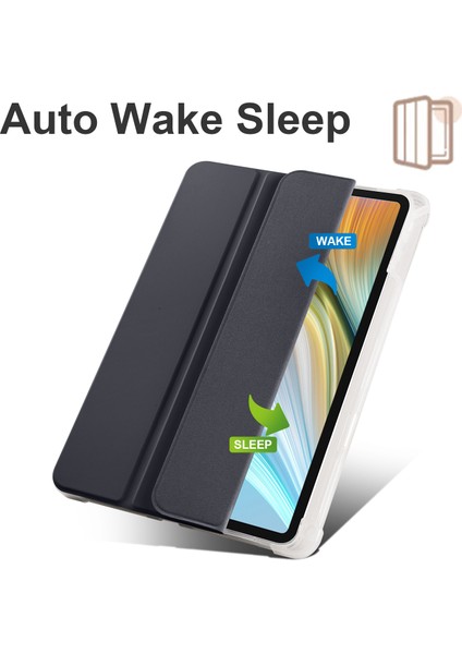 Honor Pad 8 Için Üç Katlı Standı Tablet Kılıfı ile Kalem Tutucu Pu Deri Şeffaf Tpu Arka Kapak, Otomatik Uyandırma/uyku-Siyah (Yurt Dışından) fırsatları