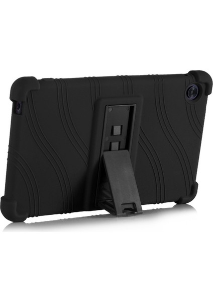 Honor Tablet X7 için Koruyucu Tablet Kapak Kaymaz Silikon Tablet Kılıfı PC Kickstand-Siyah (Yurt Dışından)