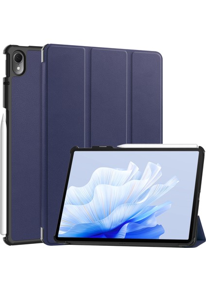 Tablet Kılıfı Huawei Matepad Air 11.5 INÇ(2023)ÜÇ Katlı Stand Otomatik Uyku/uyandırma Pu Deri Tam Koruyucu Kapak-Mavi (Yurt Dışından)